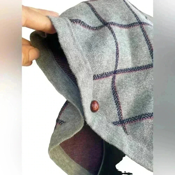 Hope & Henry women’s Cable Sweater Cape Gray Plaid sz small 100% cotton preloved - Picture 3 of 8